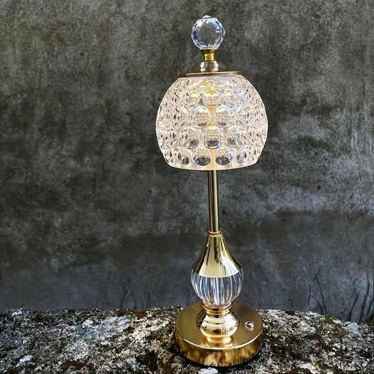 Crystal Touch Table Lamp – Rechargeable LED Bedside Light with Sleek, Cordless Glow