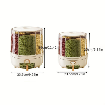 360° Rotating Airtight Food Storage Container – Large-Capacity Grain & Cereal Dispenser for Pantry Freshness
