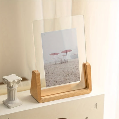 U-Shaped Acrylic & Wood Photo Frame — Sleek Modern Minimalist Display