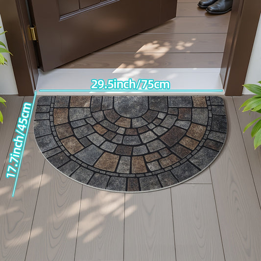 Elegant Half-Circle Mosaic Door Mat – Indoor & Outdoor Use