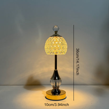 Crystal Touch Table Lamp – Rechargeable LED Bedside Light with Sleek, Cordless Glow