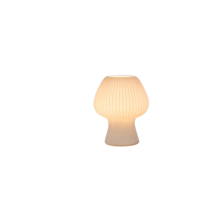 Vintage Bedside Table Lamp with Ribbed Glass Mushroom Shade