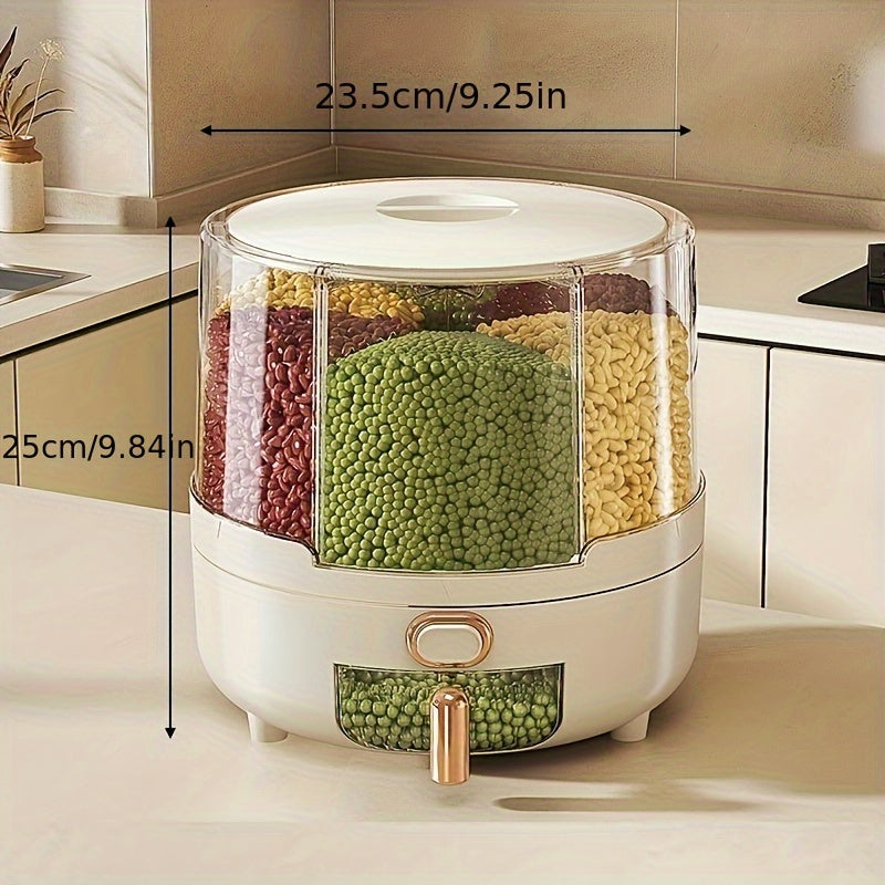 360° Rotating Airtight Food Storage Container – Large-Capacity Grain & Cereal Dispenser for Pantry Freshness