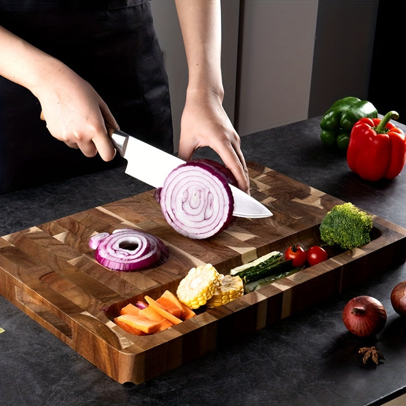 Premium Acacia Wood Cutting Board – Durable End-Grain Chopping Block for Knife-Safe Kitchen Prep