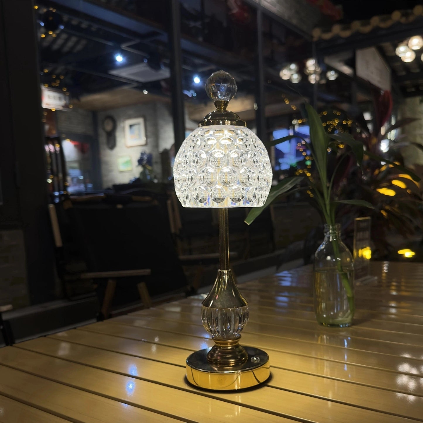 Crystal Touch Table Lamp – Rechargeable LED Bedside Light with Sleek, Cordless Glow