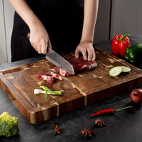 Premium Acacia Wood Cutting Board – Durable End-Grain Chopping Block for Knife-Safe Kitchen Prep