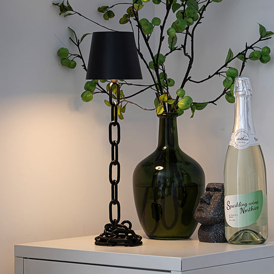 Sleek Chain-Link Table Lamp — Rechargeable, Touch-Activated LED Light