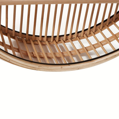Round Bamboo Wall Shelf - Handmade Boho Floating Organizer for Stylish Storage