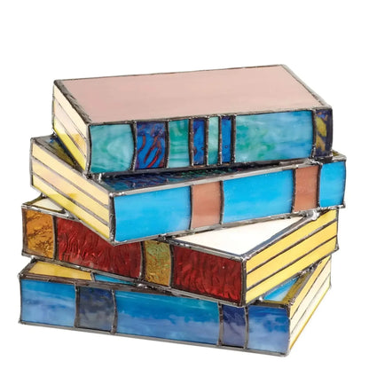 Stained Glass Book Lamp — Handcrafted Art Lighting for Elegant Reading