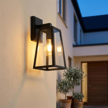 Verona outdoor wall lantern mounted beside a front door