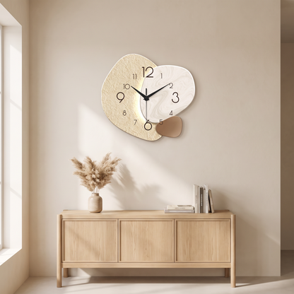 Wall clock above a console table in a living room
