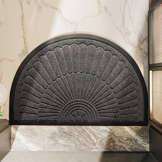Non-Slip Semi-Circular Rubber Door Mat for Entryways
