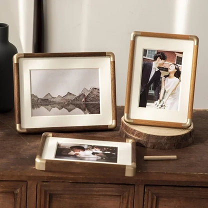 Brooks Tabletop Photo Frame — Exquisite Vintage Wood & Brass Design