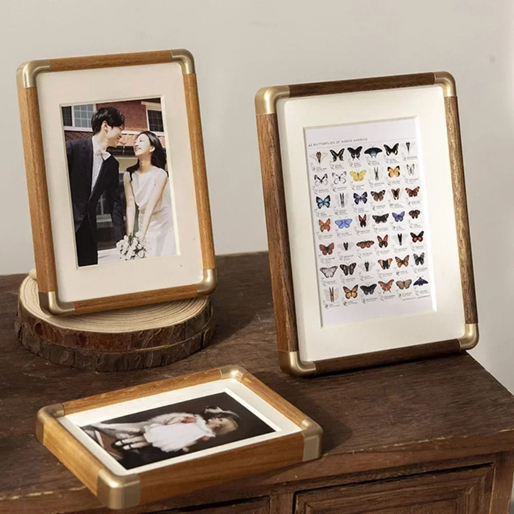 Brooks Tabletop Photo Frame — Exquisite Vintage Wood & Brass Design
