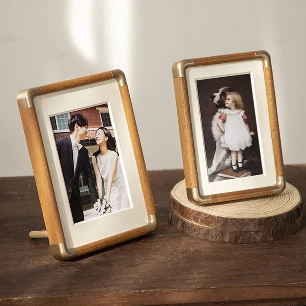 Brooks Tabletop Photo Frame — Exquisite Vintage Wood & Brass Design