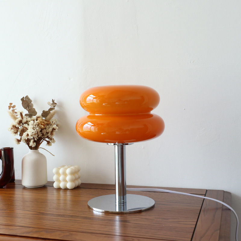 Italian Designer Glass Table Lamp — Sleek Modern-Retro Accent Light for Stylish Interiors