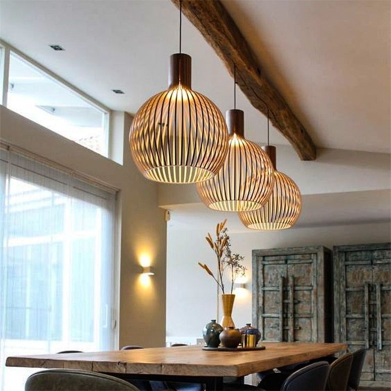 Artisan Wooden Pendant Light — Natural Scandinavian Design for a Warm, Minimal Glow