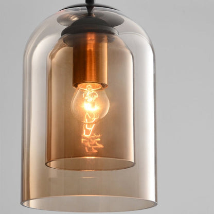 Mica Mid-Century Pendant Lamp with Double Glass Shade