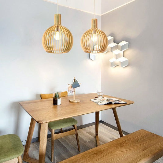 Artisan Wooden Pendant Light — Natural Scandinavian Design for a Warm, Minimal Glow