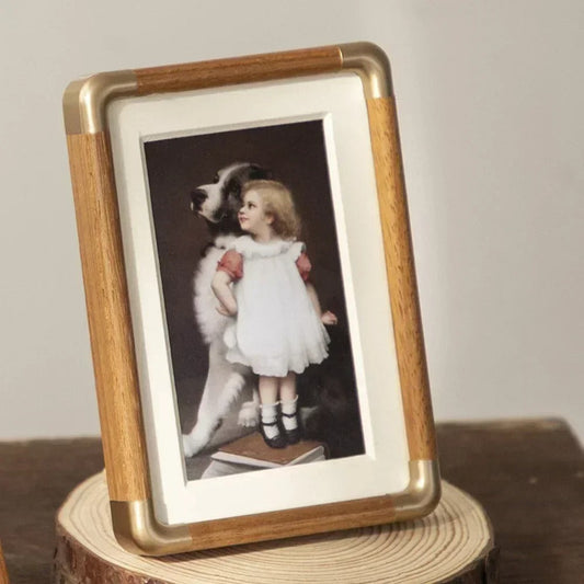 Brooks Tabletop Photo Frame — Exquisite Vintage Wood & Brass Design