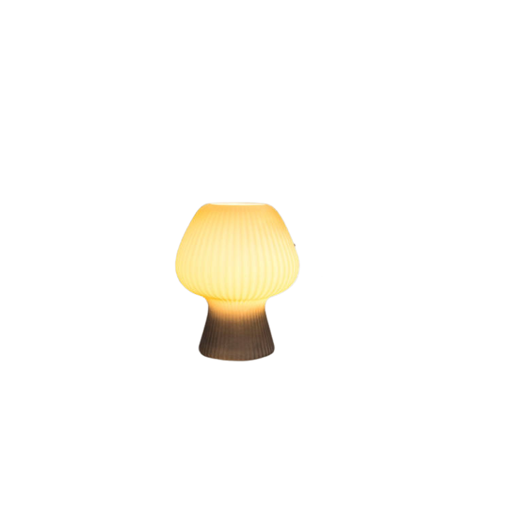 Vintage Bedside Table Lamp with Ribbed Glass Mushroom Shade
